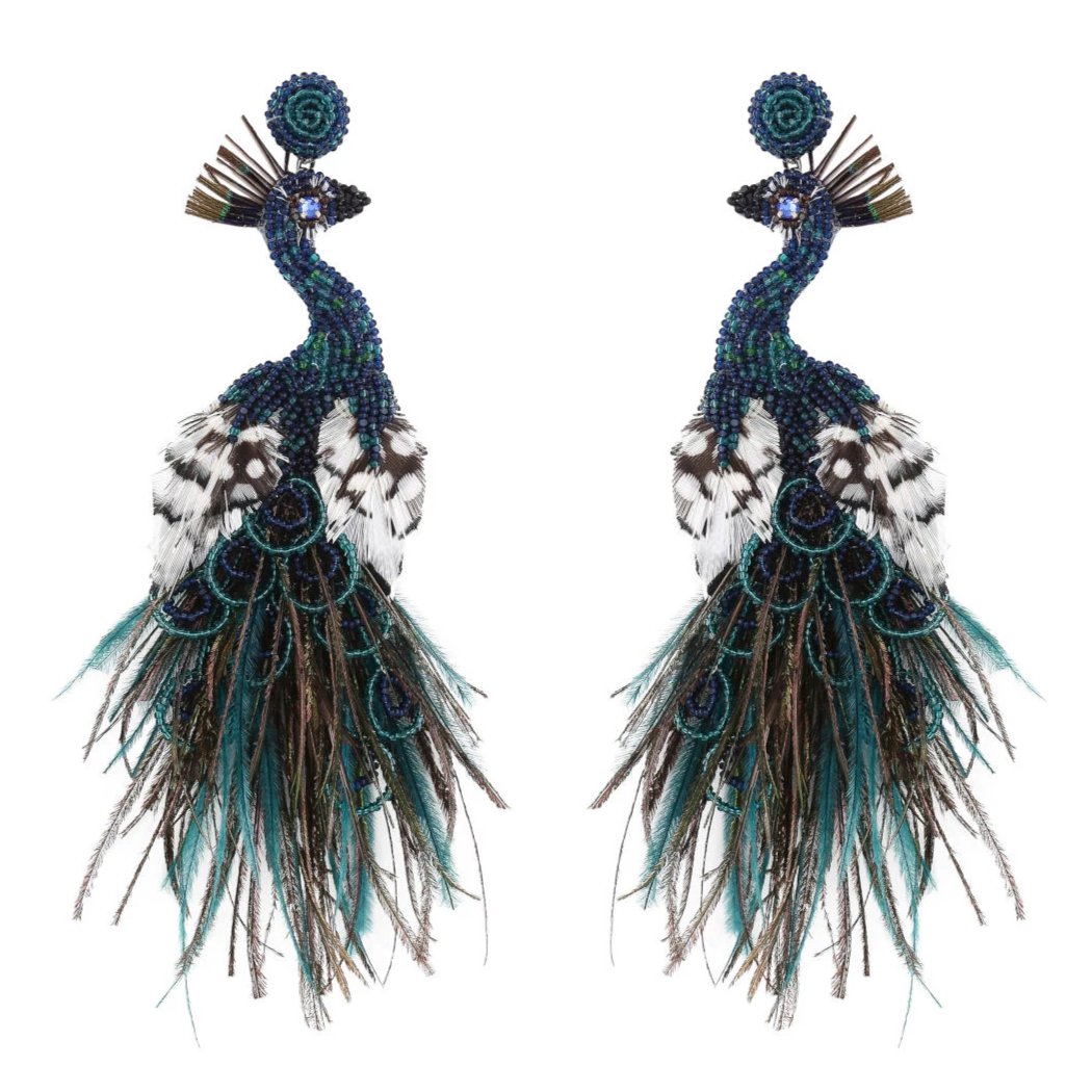 Deepa Gurnani Handmade Peacock Earrings
