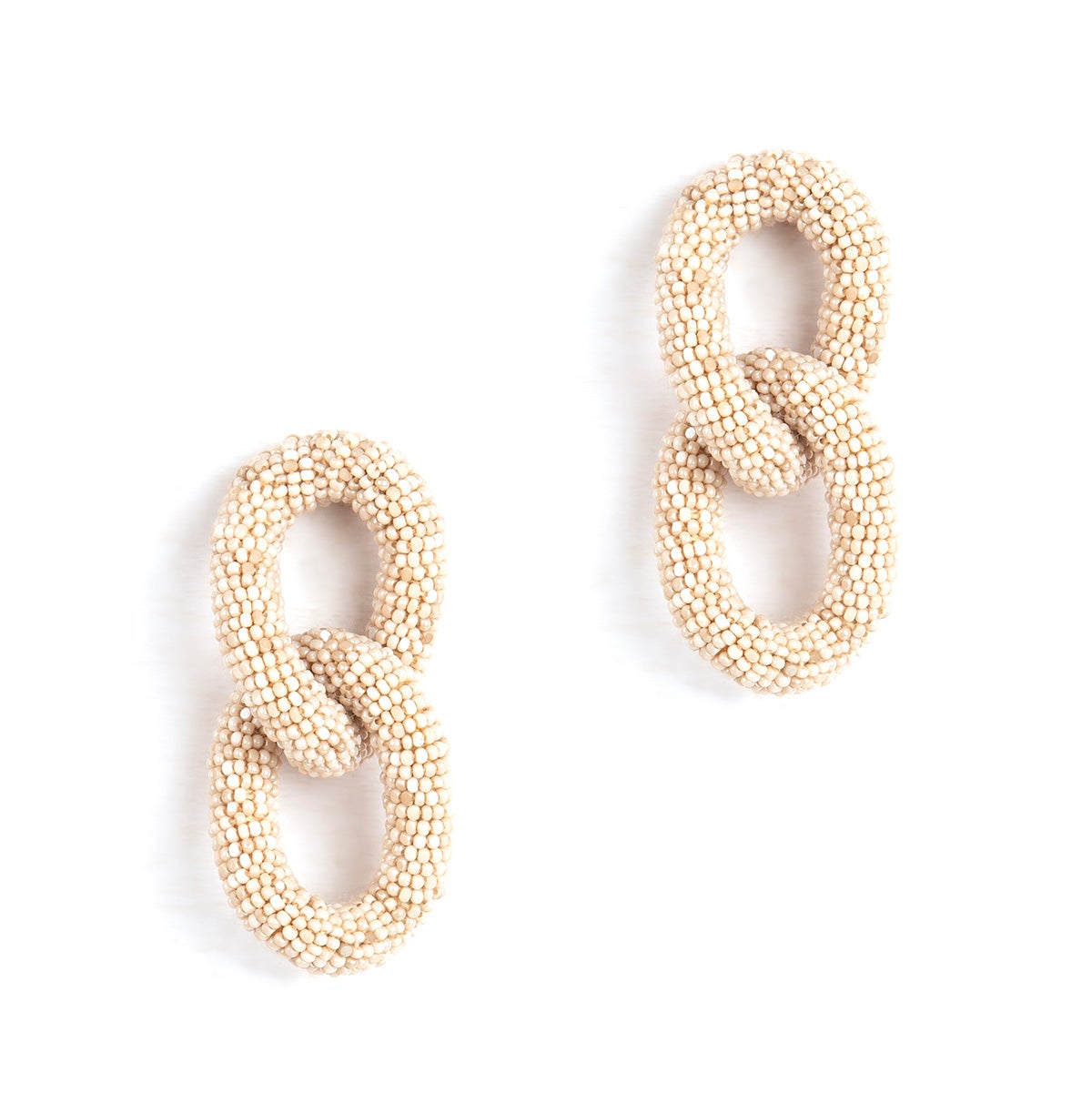 Champagne beaded two link post earrings