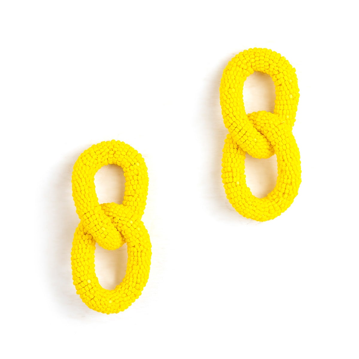 Yellow beaded two link post earrings