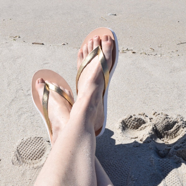 Eva Gold Leather Flip Flop