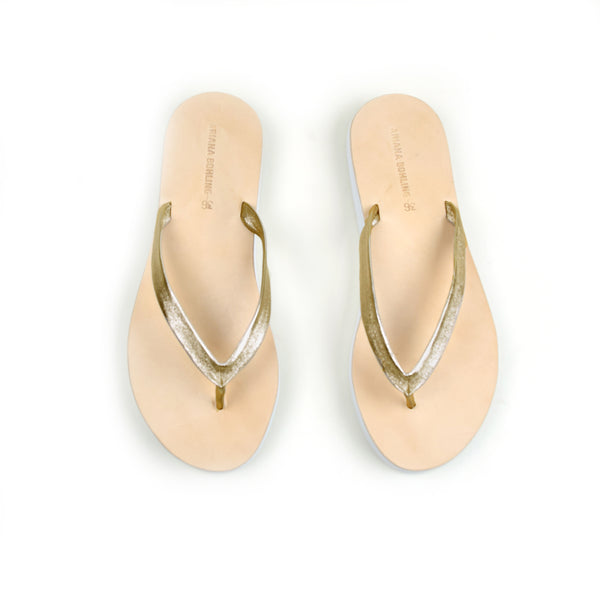 Eva Gold Leather Flip Flop