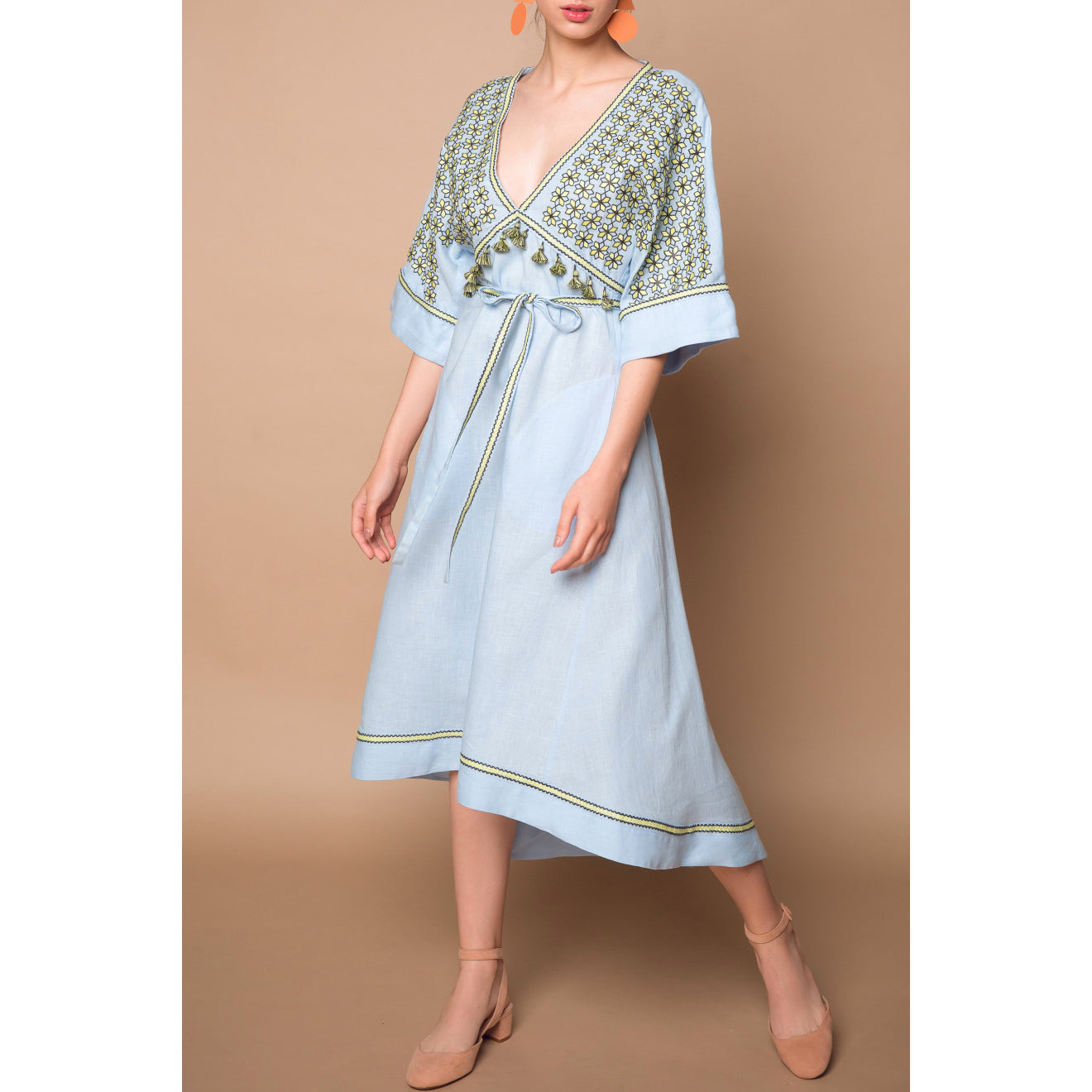 Greece Midi Dresses in Light Blue Greece Midi Dresses in Light Blue