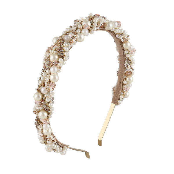 Hand Embroidered Pearl Headband