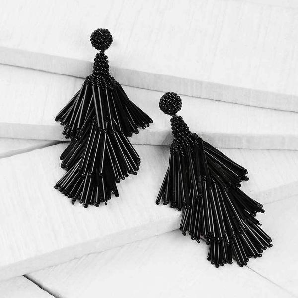 Deepa by Deepa Gurnani Handmade Black Rain Earrings Lifestyle Image