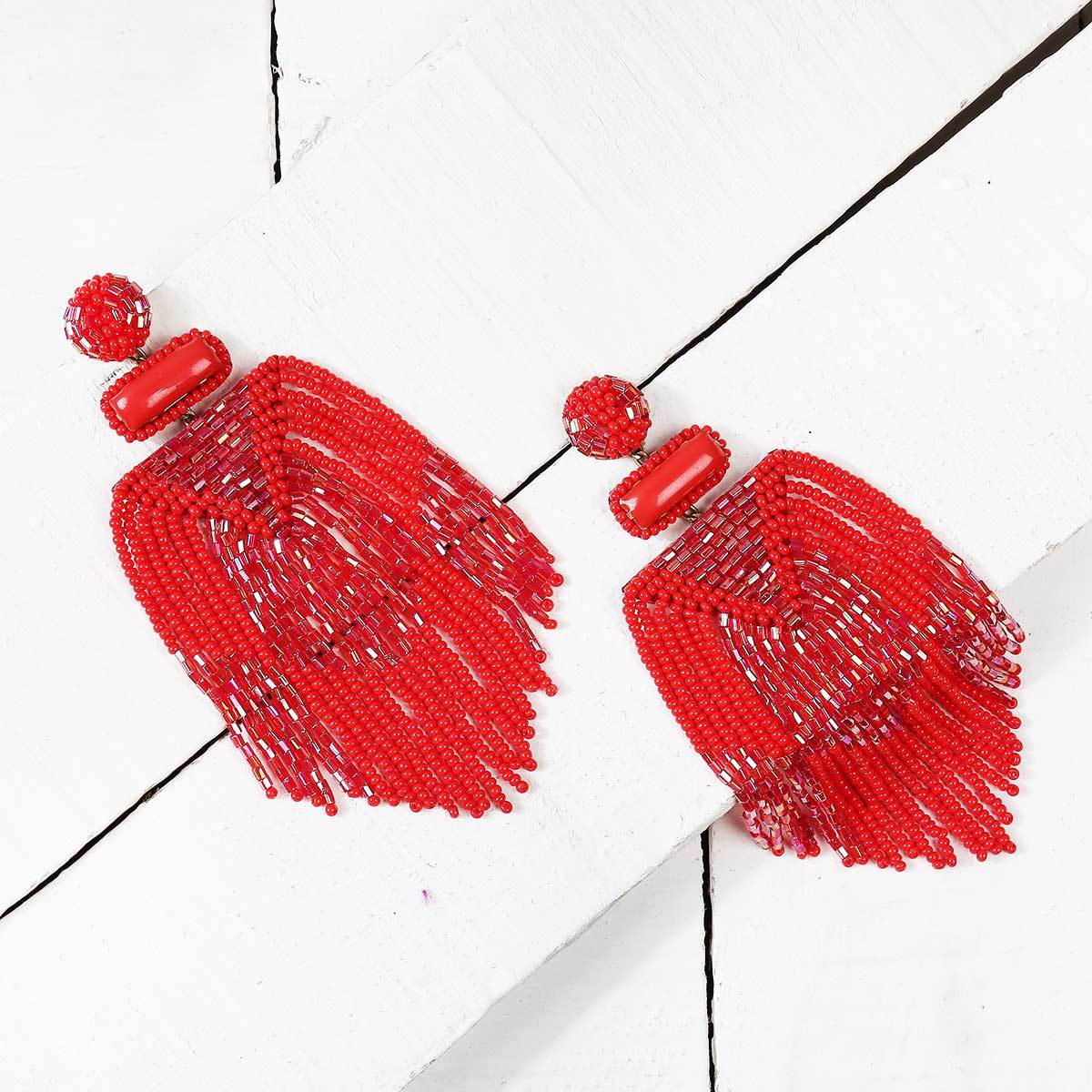 Handmade Embroidered Deepa by Deepa Gurnani Red Jody Earrings