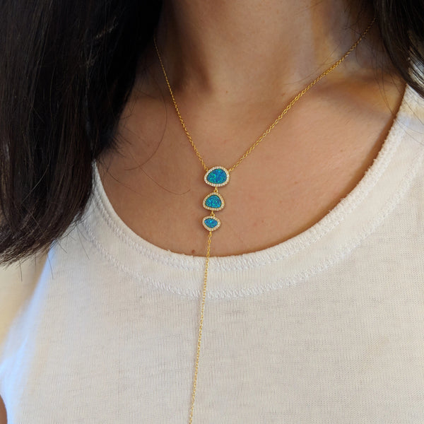 Triple Pebble Opal Necklace