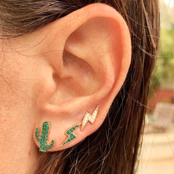 Mini Cactus Emerald Stud