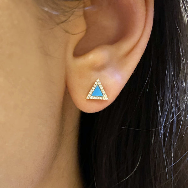 Triangle Turquoise Diamond Studs