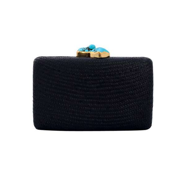Jen Clutch Black With Turquoise Stone