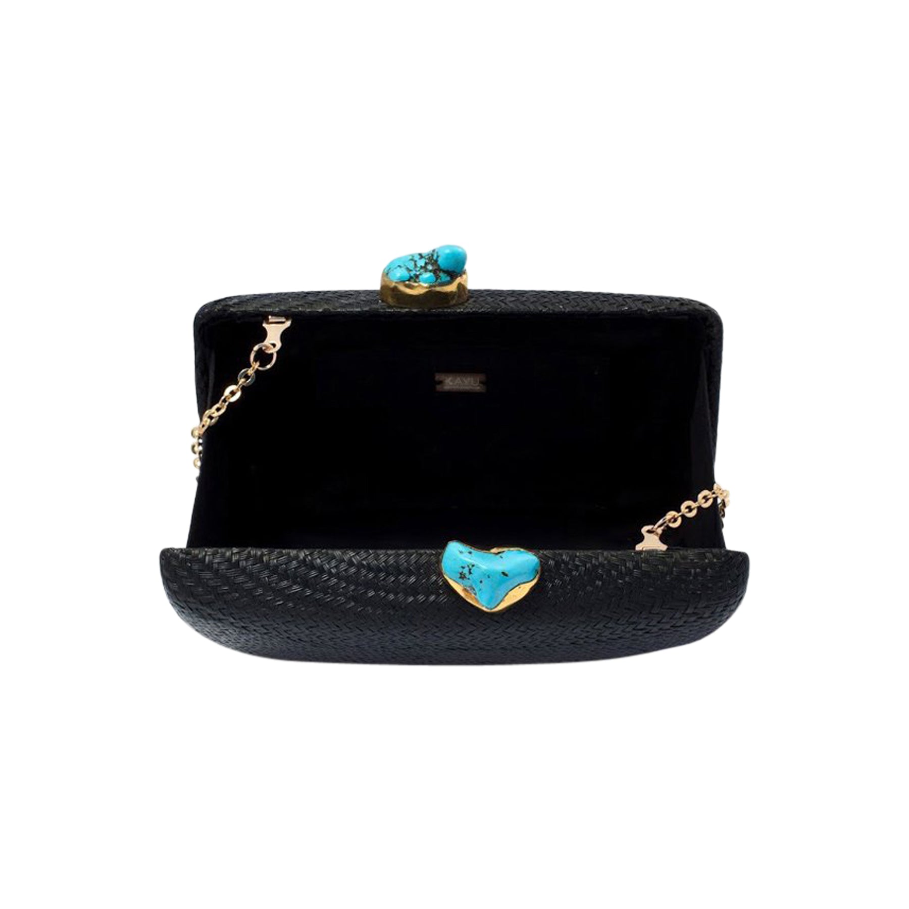 Jen Clutch Black With Turquoise Stone