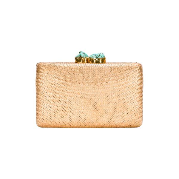 Jen Woven Clutch Toast With Turquoise Stone