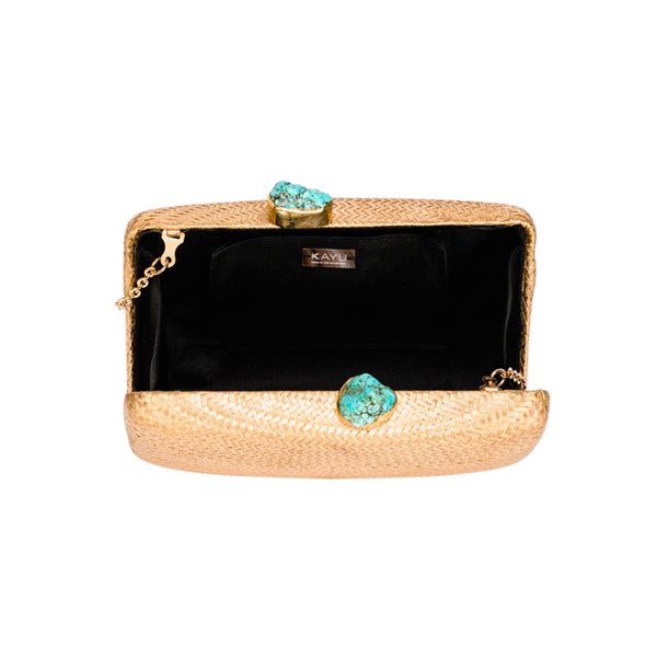 Jen Woven Clutch Toast With Turquoise Stone