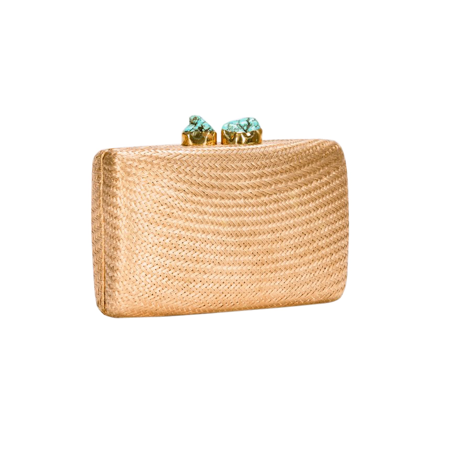 Jen Woven Clutch Toast With Turquoise Stone