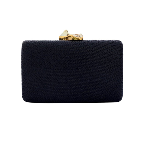 Jen Clutch Black With White Stone