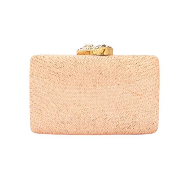 Jen Clutch Natural With White Stone