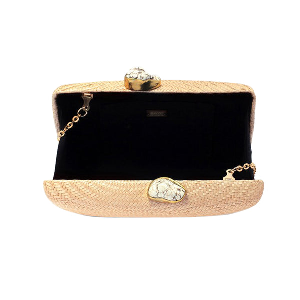 Jen Clutch Natural With White Stone
