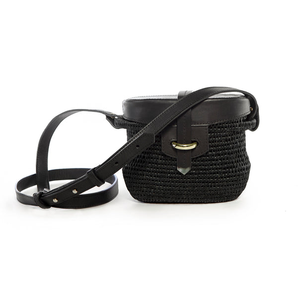 Jabu Black Straw Shoulder Bag