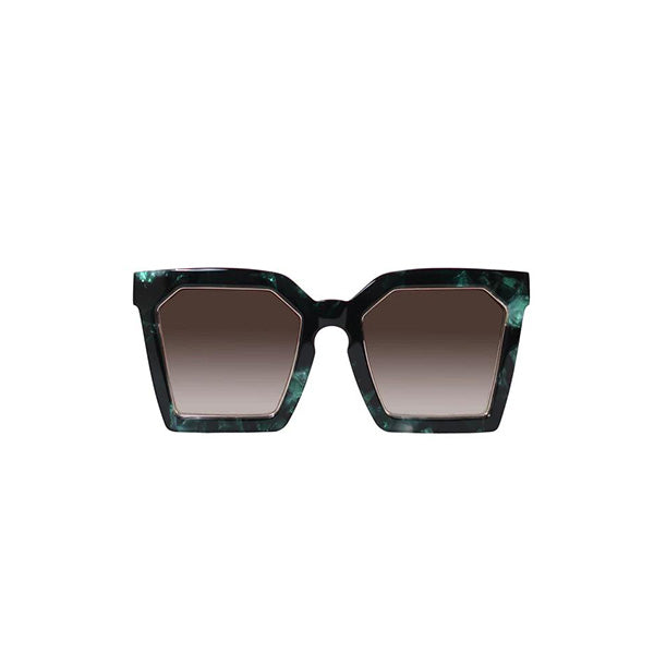 LAS ISLAS SQUARED SUNGLASSES IN EMERALD TORTOISE