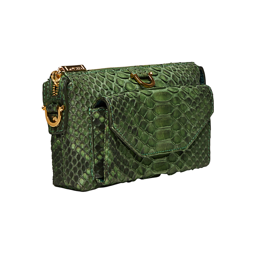 Embroiderd Leather sling Wallet - Green – Label Aarti Chauhan