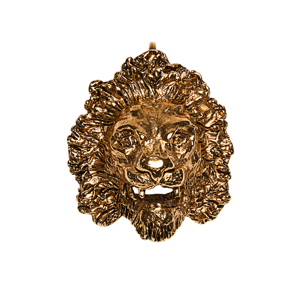 Lion Head Clip On Bag Charm Gold