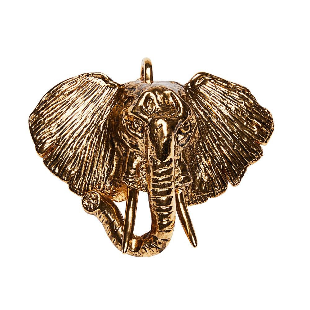 Large Elephant Clip On Bag Charm Gold