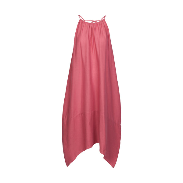 Mazatlan Asymmetrical Linen Dress in Rose