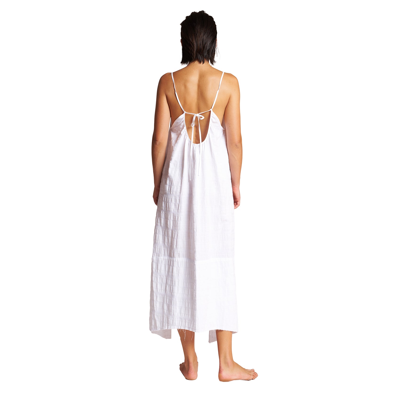 Mazatlan Asymmetrical Linen Dress in White