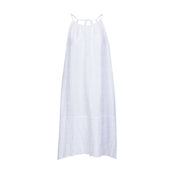 Mazatlan Asymmetrical Linen Dress in White