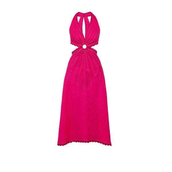 Merezhivo Long Ring Dress in Fuchsia