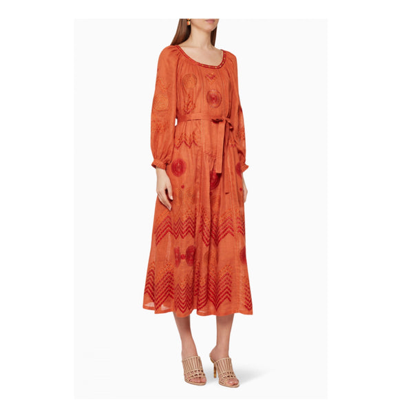 Gaia Long Dress in Orange