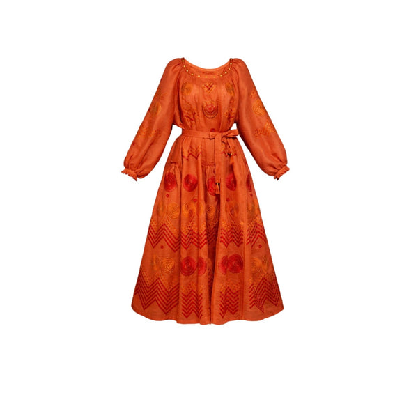 Gaia Long Dress in Orange