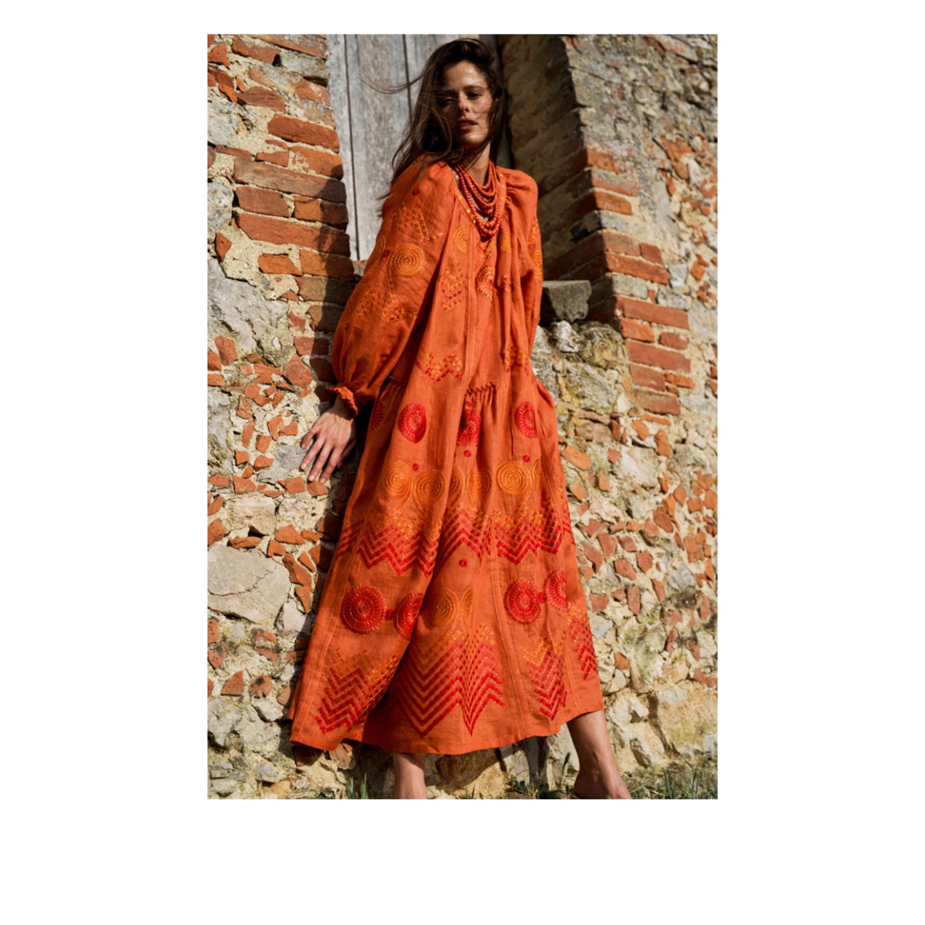 Gaia Long Dress in Orange