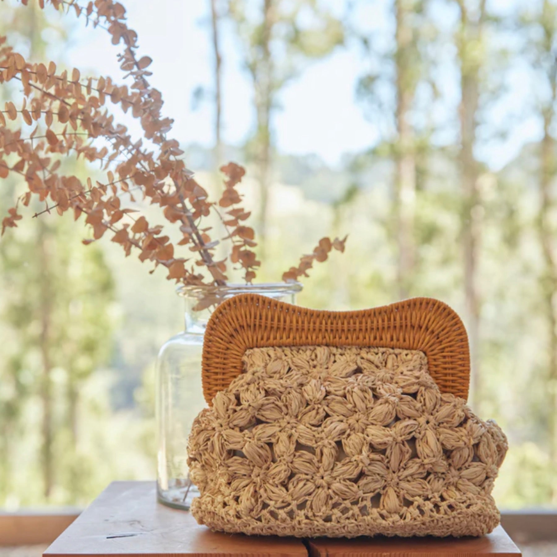 Willow Knitted Straw Clutch Bag