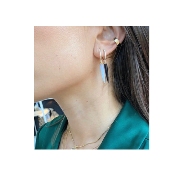 Aphrodite Diamond & Chalcedony Hoop Earrings