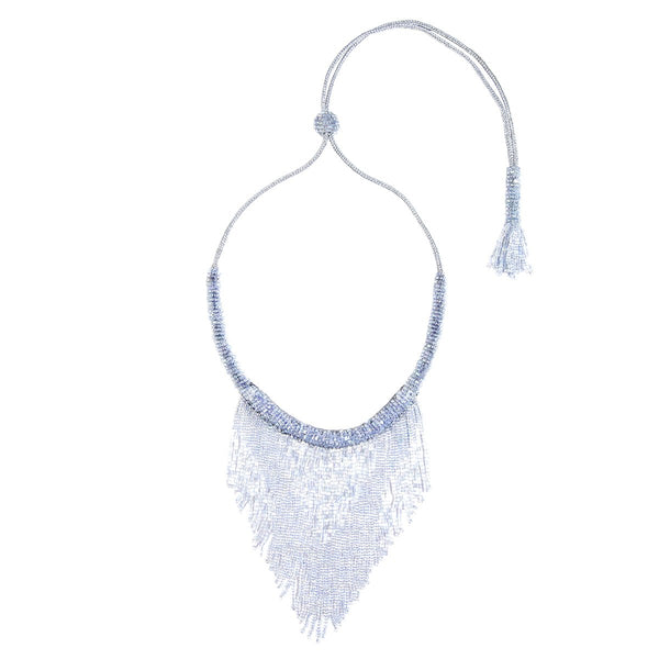 handmade beaded powder blue necklace