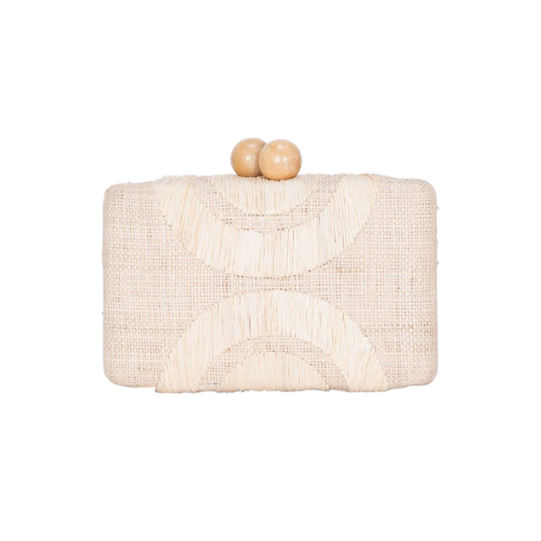 Ottis Embroidered Straw Clutch Natural