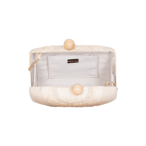 Ottis Embroidered Straw Clutch Natural