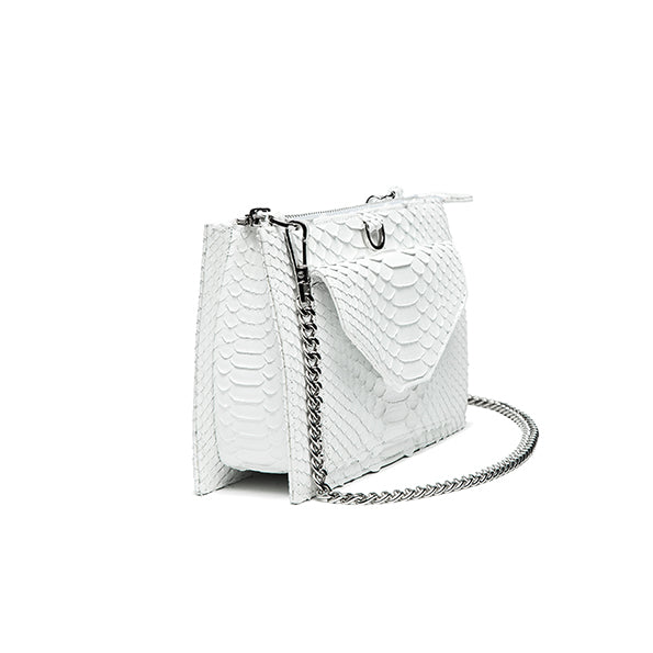 White shop snakeskin bag