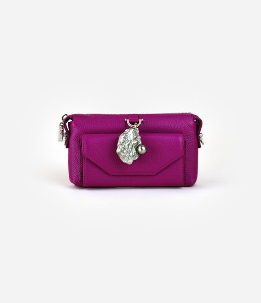 Leather Micro Purse Wallet Fuschia
