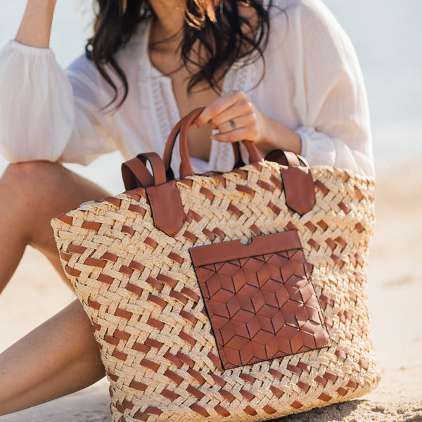 Plage Woven Beach Tote Cafe