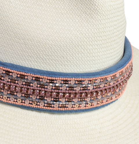 St. Tropez Pink Sequins Panama Hat