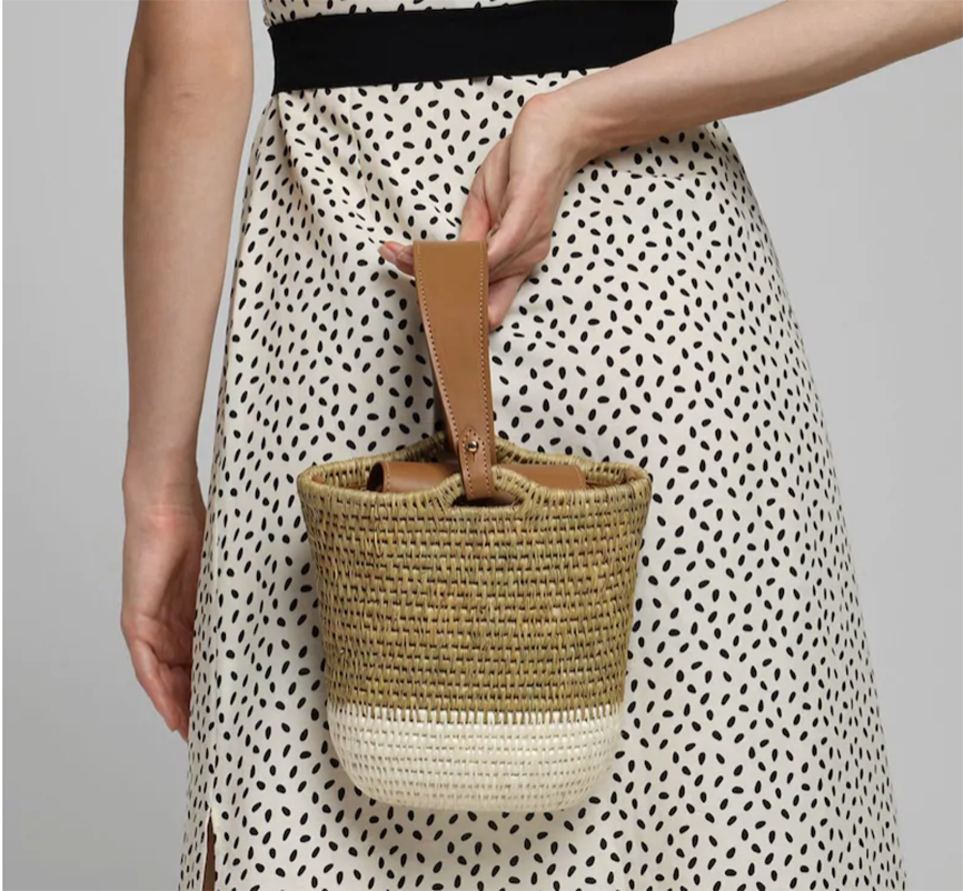 Zandi Quartz Leather Trimmed Bucket Bag