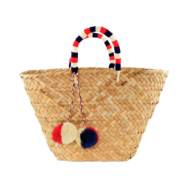 St. Tropez Straw Tote Red & Blue Stripes