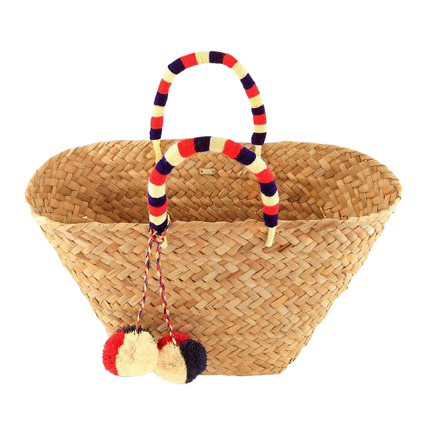 St. Tropez Straw Tote Red & Blue Stripes