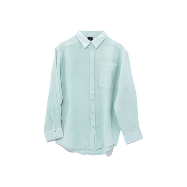 Double Gauze Boyfriend Coverup Shirt in Beach Glass