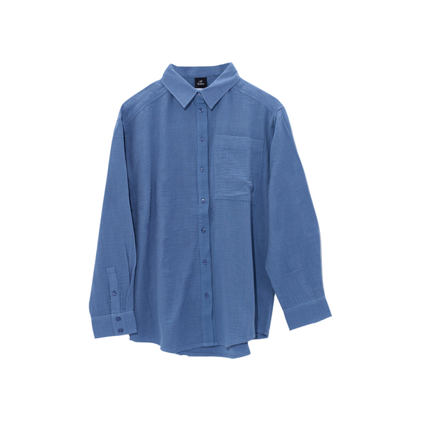 Double Gauze Boyfriend Coverup Shirt in Infinity Blue