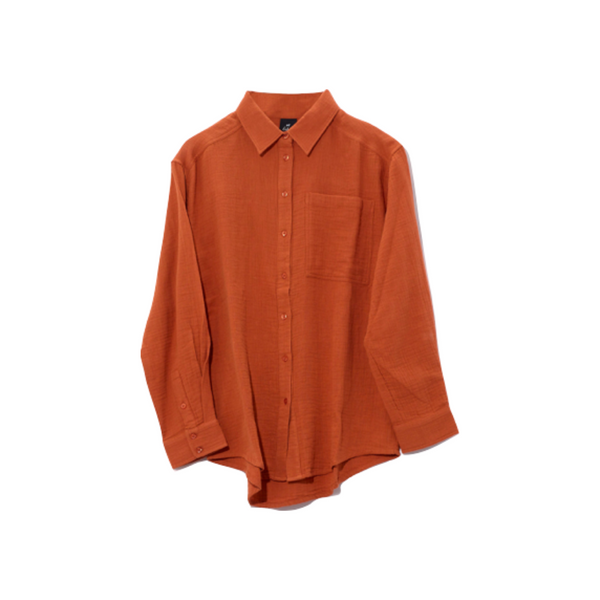 Double Gauze Boyfriend Coverup Shirt in Sienna