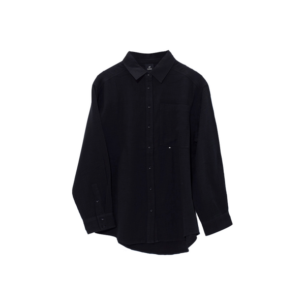 Double Gauze Boyfriend Coverup Shirt in Black