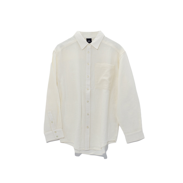 Double Gauze Boyfriend Coverup Shirt in Cream