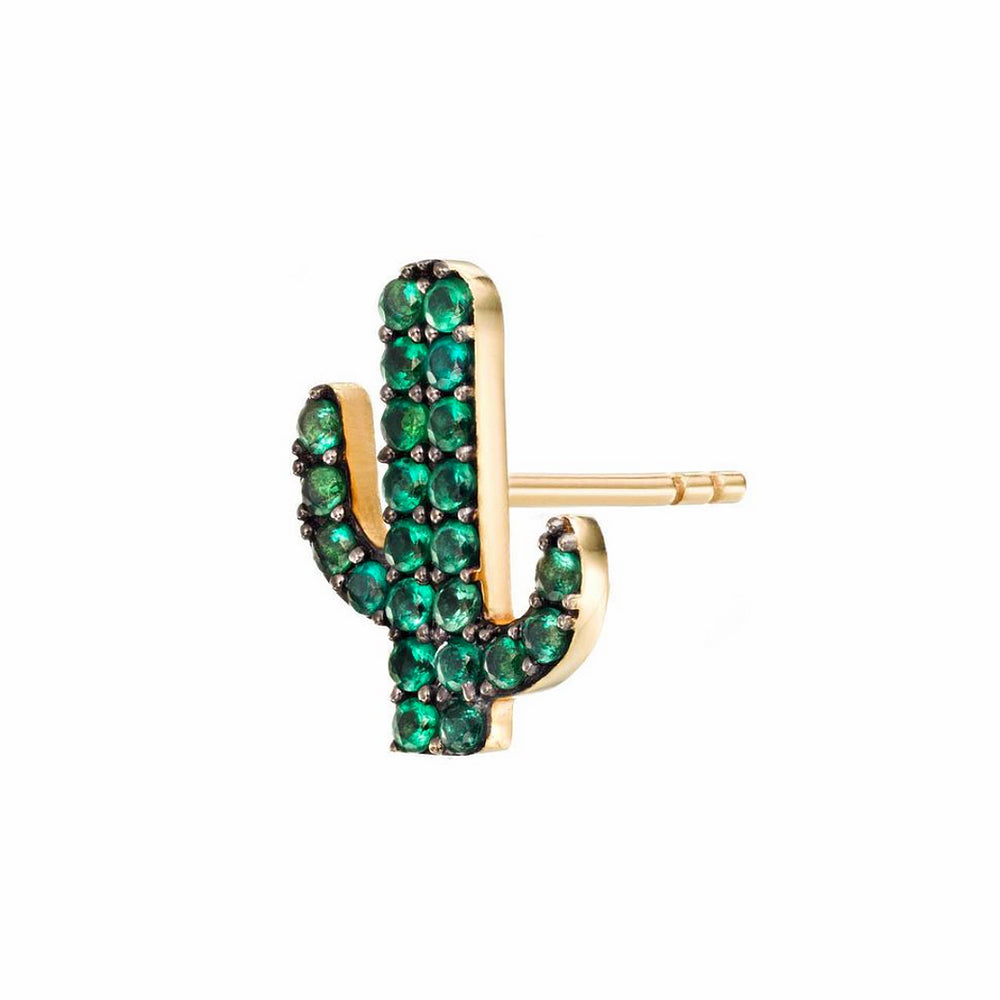 Mini Cactus Emerald Stud